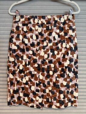 New J.Crew Printed Brown Multi-Color Pencil Skirt